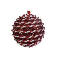 Kerstbal foam swirl 8 cm rood / wit