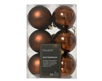 12 onbreekbare kerstballen espresso 6 cm