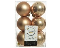 12 onbreekbare kerstballen toffee 6 cm