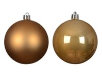 12 onbreekbare kerstballen karamel bruin 6 cm - afbeelding 2