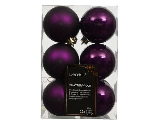 12 onbreekbare kerstballen vijg 6 cm