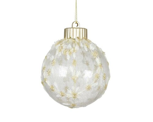 Kerstbal kunststof ijs 8 cm wit