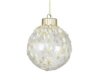 Kerstbal kunststof ijs 8 cm wit