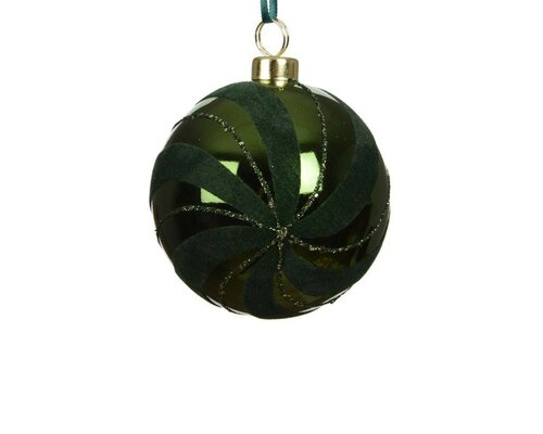 Kerstbal kunststof 8 cm dennengroen gebogen