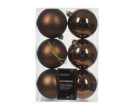 6 onbreekbare kerstballen espresso 8 cm