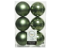 6 onbreekbare kerstballen mosgroen 8 cm