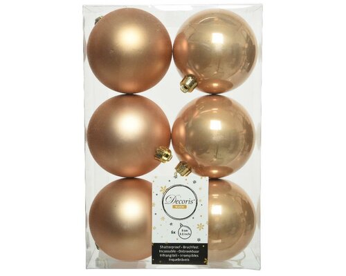 6 onbreekbare kerstballen toffee 8 cm