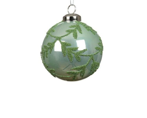 Kerstbal kunststof 8 cm mintgroen gebogen