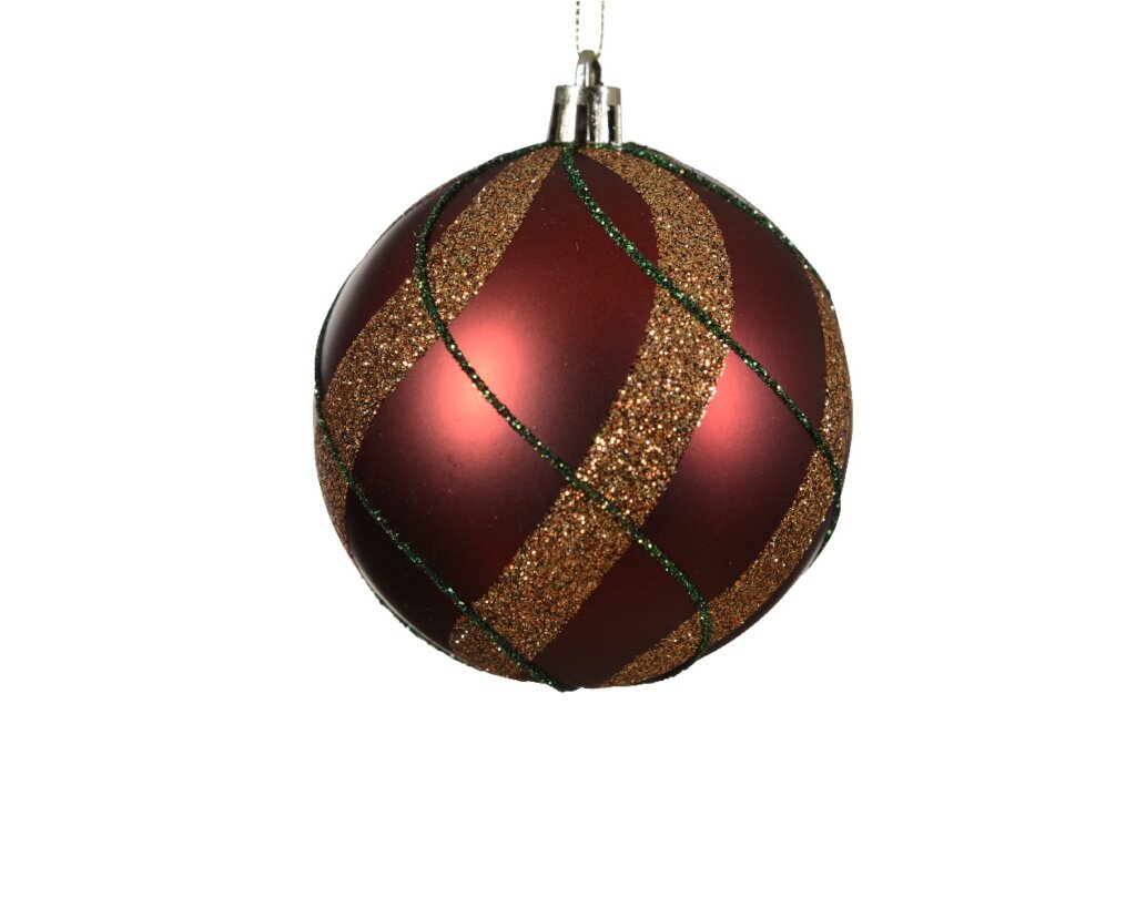 Kerstbal plastic 8 cm ossenbloed mat