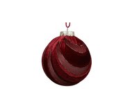 Kerstbal 8 cm ossenbloed brede strepen boog