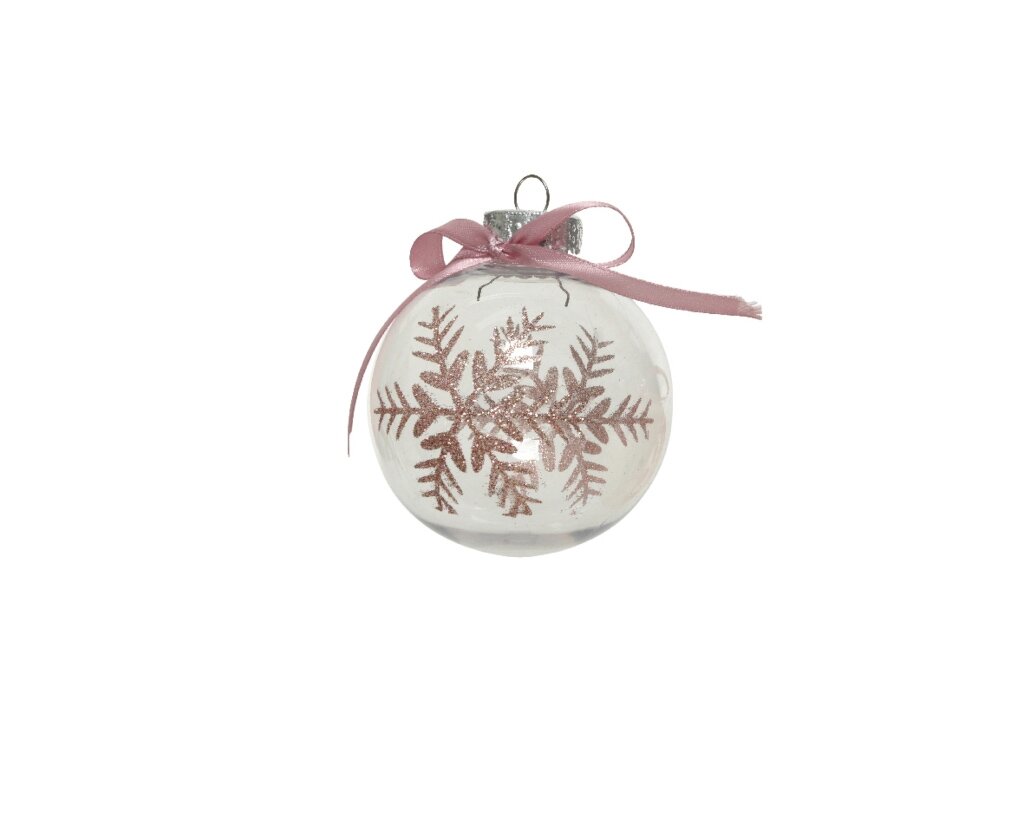 Kerstballen mix kunststof 8cm doos a 12stuks roze