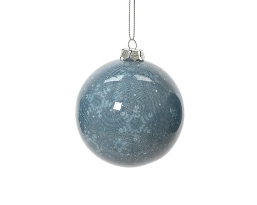 Kerstbal polyfoam 8 cm blauw sneeuwvlok