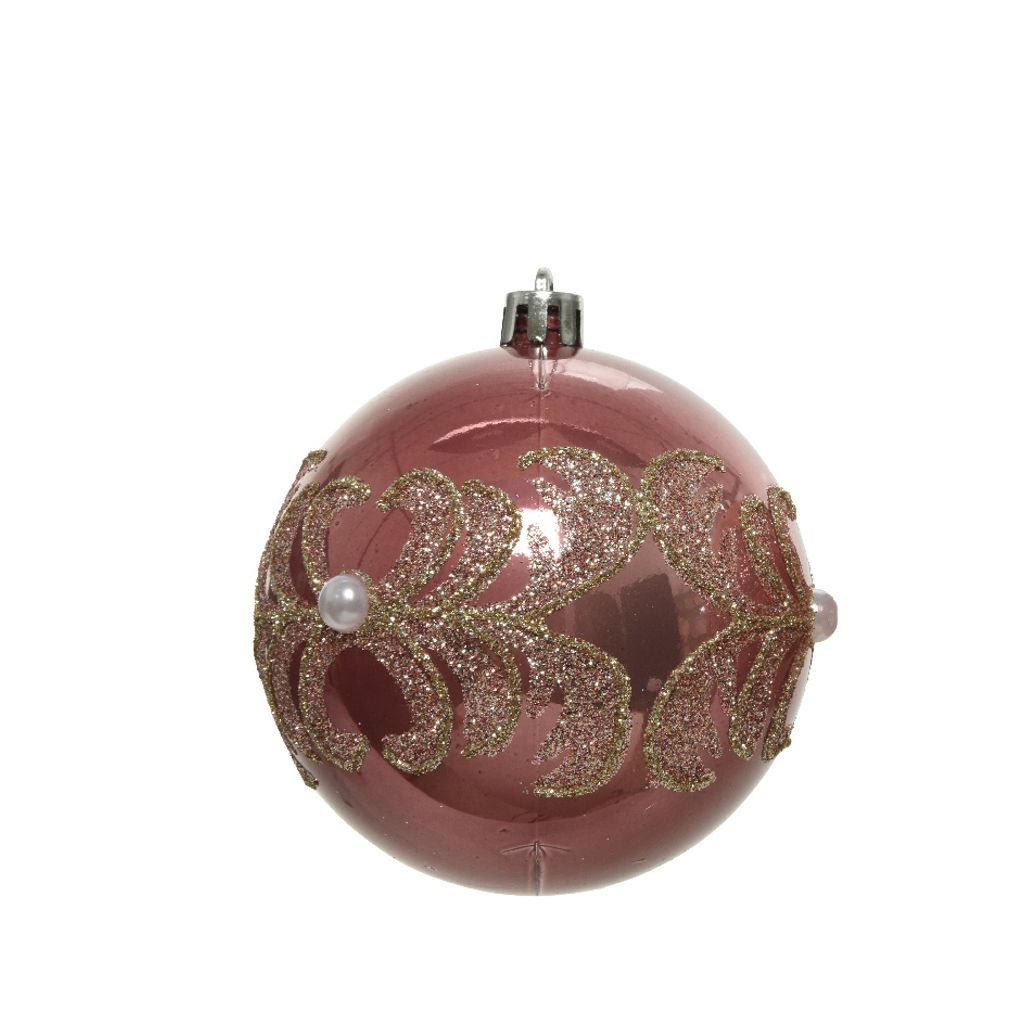 Kerstbal velvet roze 8 cm