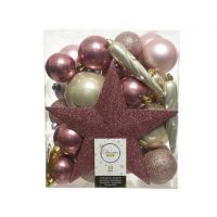 Kerstballen mix box met piek roze tinten - afbeelding 1