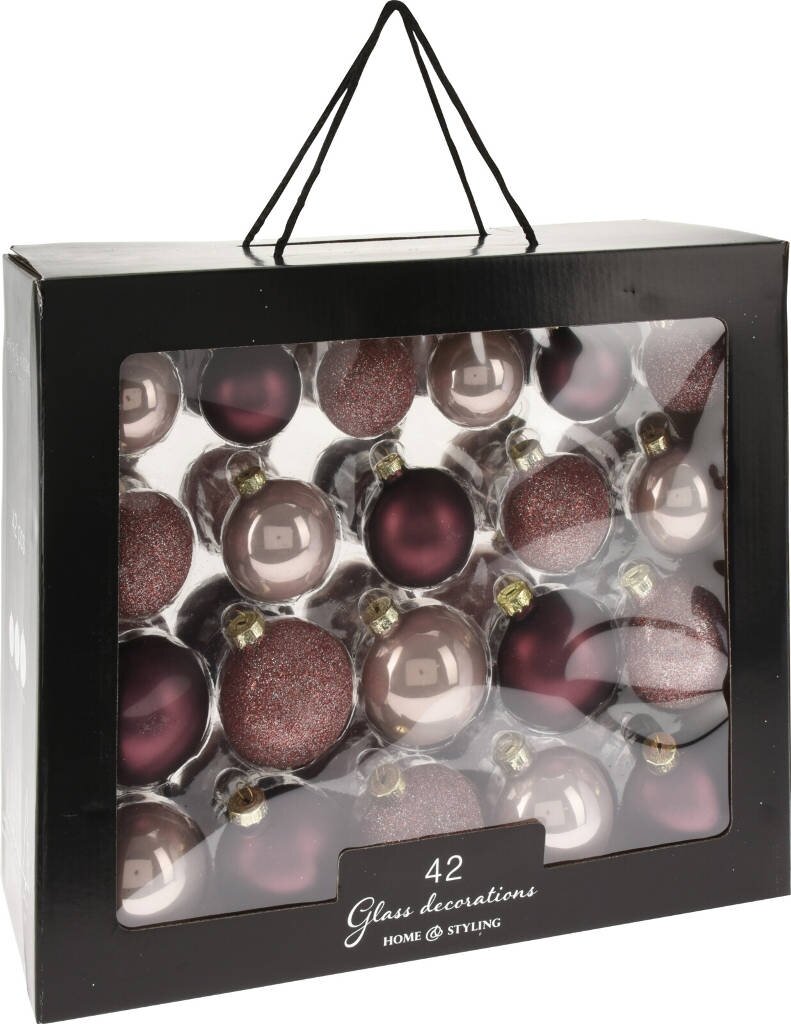 Glas kerstballen set pretty 42 kerstballen