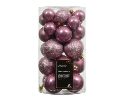 30 onbreekbare kerstballen mixkoker vintage roze