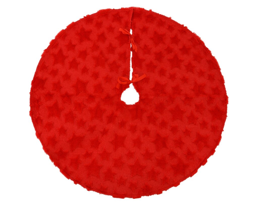 Kerstboomrok polyester 90 cm rood met sterren
