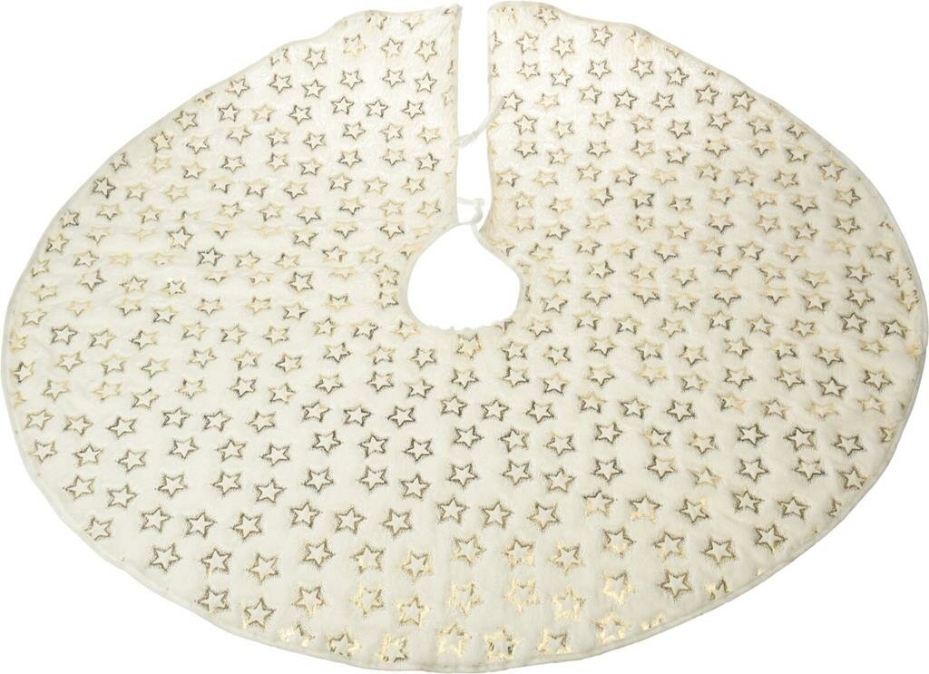 Kerstboomrok wit met gouden sterren 90 cm