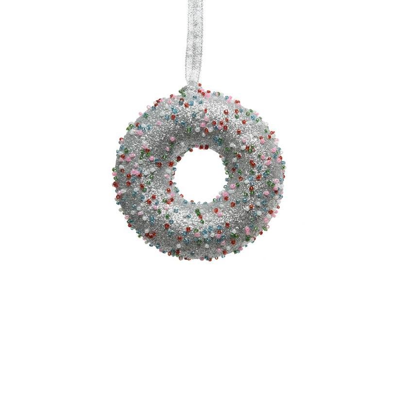 Kersthanger donut grijs