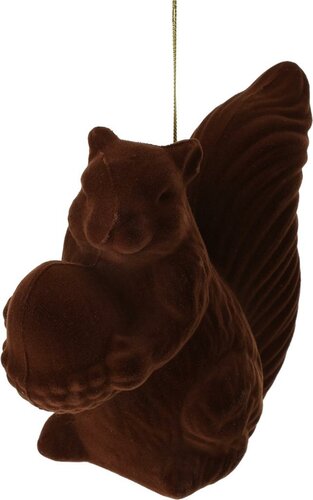 Kersthanger eekhoorn 16 cm donker bruin
