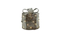Kerstkado led snow 20x20x23 cm bruin