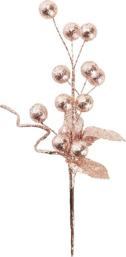 Kersttak rond blad roze goud 26 cm