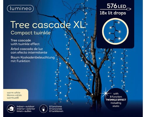Kerstverlichting cascade compact 576 lamps warm wit - afbeelding 2