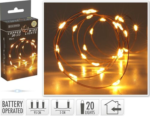 Koperdraad met 20 micro lampjes warm wit
