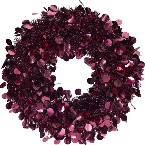 Lametta krans 46 cm bordeaux