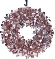 Lametta krans 46 cm roze