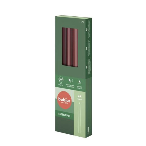 Bolsius gotische kaarsen 4 stuks velvet red 24.5cm