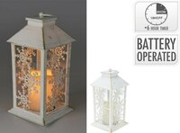 Lantaarn sneeuwvlokken met verlichting 28 cm wit - afbeelding 2