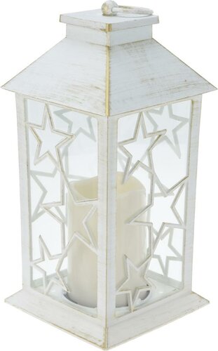 Lantaarn sterren met verlichting 28 cm wit