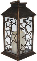 Lantaarn met verlichting 28 cm zwart sterren