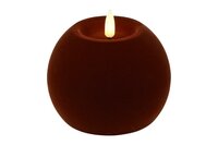 Led bolkaars lyon D10 H7,8 cm donker bruin velvet