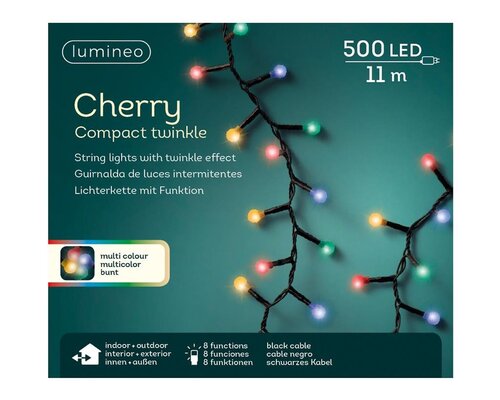 Led cherry lights compact 500 lamps multi colour - afbeelding 2