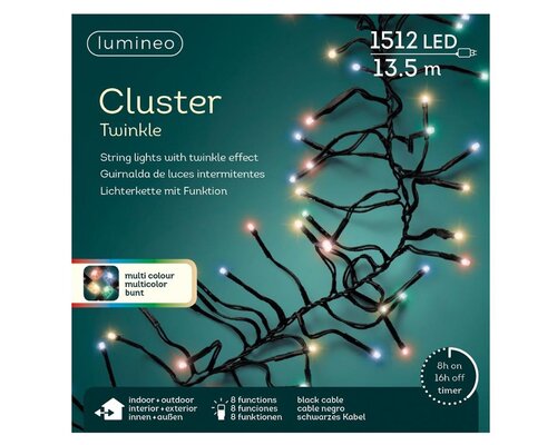 LED clusterverlichting multicolour 1512 lampjes - afbeelding 2