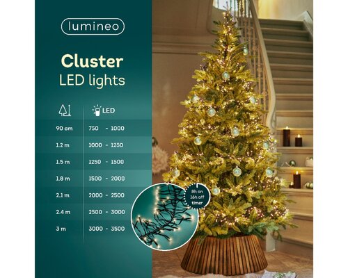 LED clusterverlichting warm wit / klassiek warm 1512 lampjes - afbeelding 3