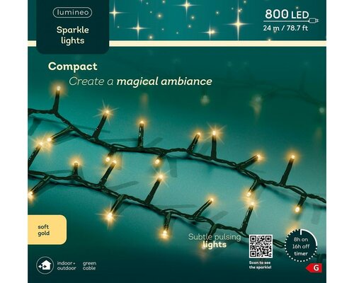 LED compact sparkle rice lights 800 lamps soft gold - afbeelding 2