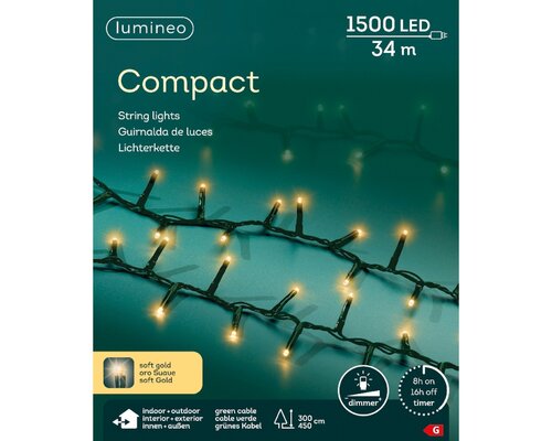 LED compact rice lights 1500 lamps soft gold - afbeelding 2