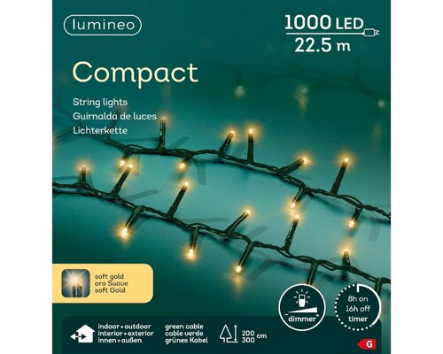 LED compact rice lights 1000 lamps soft gold - afbeelding 2