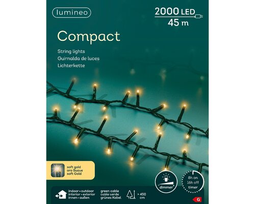 LED compact rice lights 2000 lamps soft gold - afbeelding 1