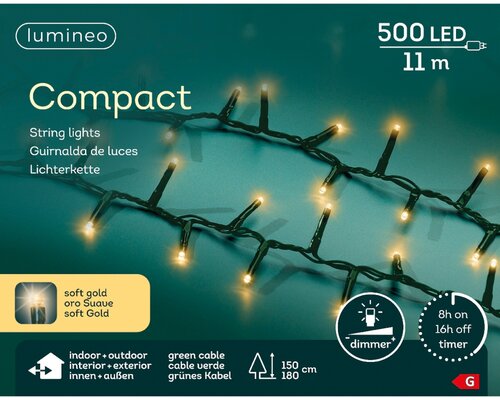 LED compact rice lights 500 lamps soft gold - afbeelding 2