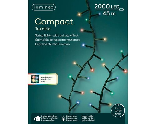 LED compact twinkel lights 2000 multicolour - afbeelding 2