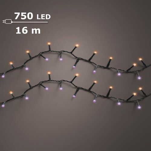 LED compact twinkel lights 750 paars en oranje lampjes - afbeelding 1