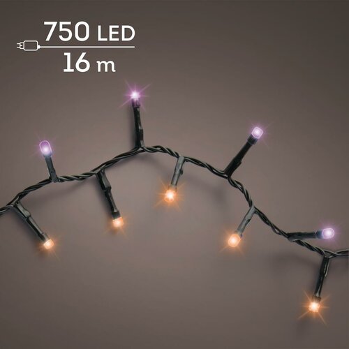 LED compact twinkel lights 750 paars en oranje lampjes - afbeelding 1