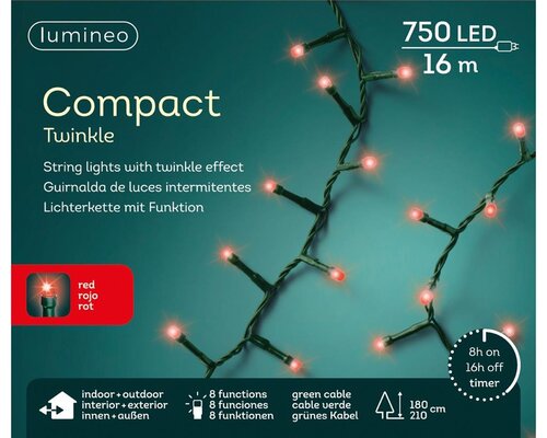 LED compact twinkel lights 750 rood - afbeelding 2