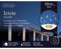Led fonkel icicleverlichting 119 lampjes zwart - afbeelding 2