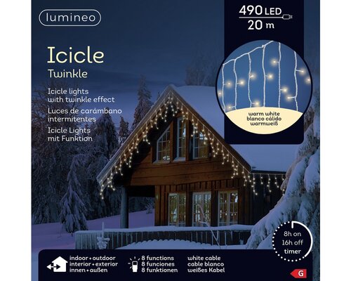 Led fonkel icicleverlichting 490 lampjes - afbeelding 2