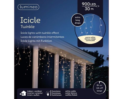 Led fonkel icicleverlichting XL 900 lampjes - afbeelding 2